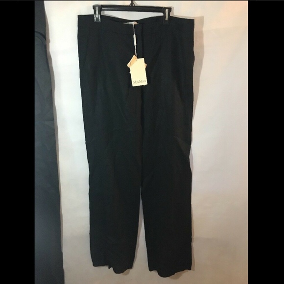 NWT $495 Max Mara Agami‎ Wide Leg Linen Pant in Black [SZ 16 ] - Picture 4 of 8